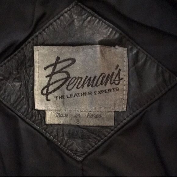 SALE 🔥 Vintage Leather Jacket Black Cropped Bomber Moto Blazer Size 8 - Picture 4 of 7